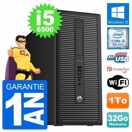 PC Tour HP EliteDesk 800 G2 Intel i5-6500 RAM 32Go Disque Dur 1To Windows 10 Wifi