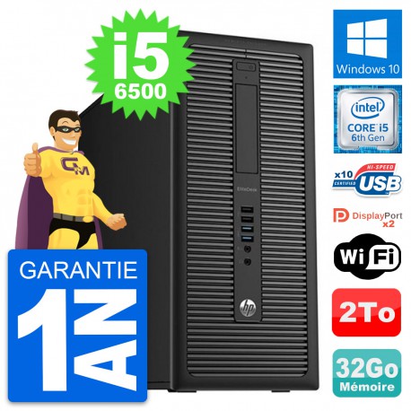 PC Tour HP EliteDesk 800 G2 Intel i5-6500 RAM 32Go Disque Dur 2To Windows 10 Wifi