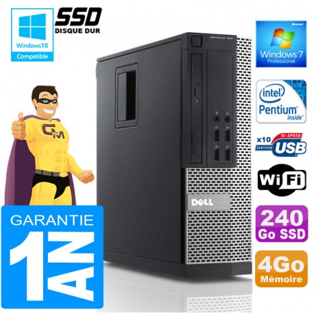 PC DELL 990 SFF Intel G840 Ram 4Go Disque 240 Go SSD Wifi W7