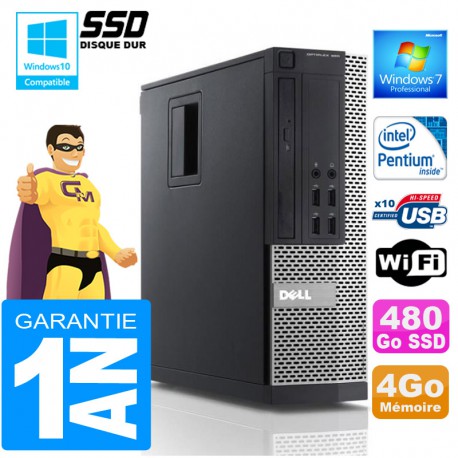 PC DELL 990 SFF Intel G840 Ram 4Go Disque 480 Go SSD Wifi W7