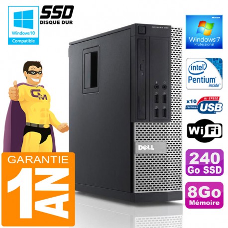 PC DELL 990 SFF Intel G840 Ram 8Go Disque 240 Go SSD Wifi W7