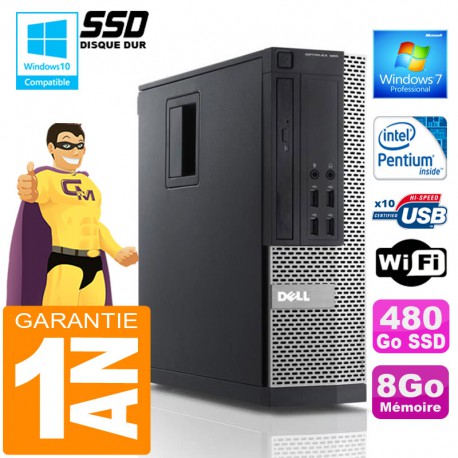 PC DELL 990 SFF Intel G840 Ram 8Go Disque 480 Go SSD Wifi W7