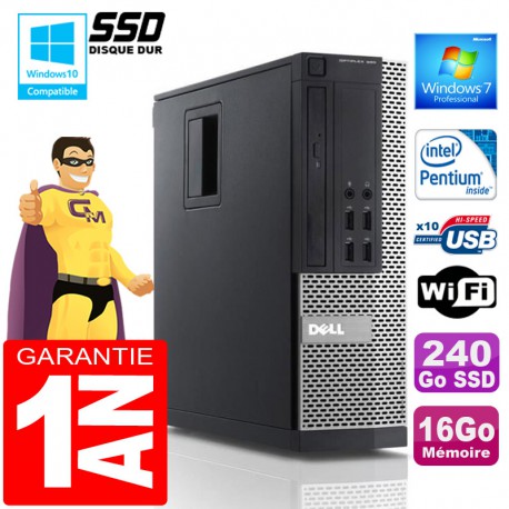 PC DELL 990 SFF Intel G840 Ram 16Go Disque 240 Go SSD Wifi W7