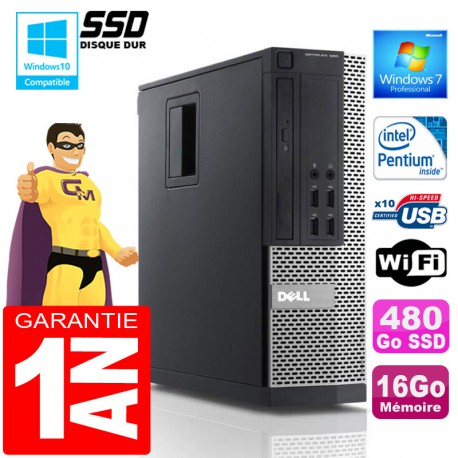 PC DELL 990 SFF Intel G840 Ram 16Go Disque 480 Go SSD Wifi W7