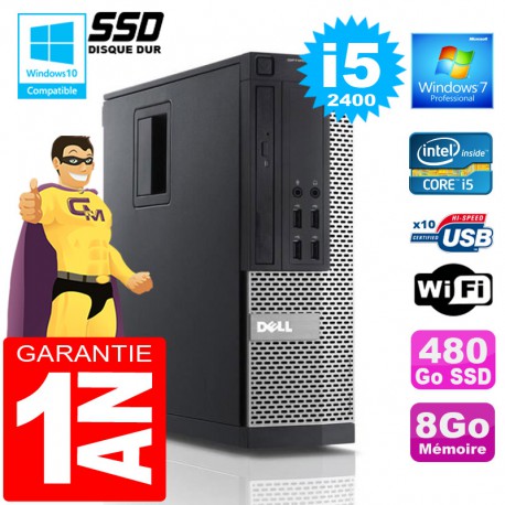 PC DELL 990 SFF Core I5-2400 Ram 8Go Disque 480 Go SSD Wifi W7