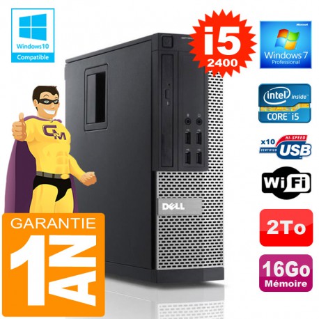 PC DELL 990 SFF Core I5-2400 Ram 16Go Disque 2 To Wifi W7