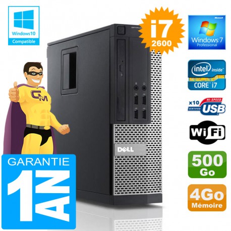 PC DELL 990 SFF Core I7-2600 Ram 4Go Disque 500 Go Wifi W7