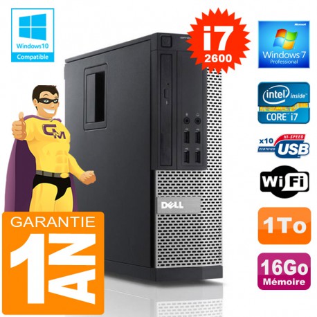 PC DELL 990 SFF Core I7-2600 Ram 16Go Disque 1 To Wifi W7