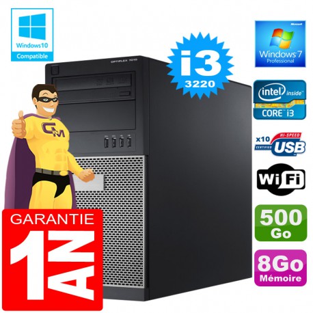 PC Tour DELL 7010 Core I3-3220 Ram 8Go Disque 500 Go Graveur DVD Wifi W7