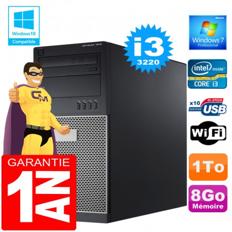 PC Tour DELL 7010 Core I3-3220 Ram 8Go Disque 1 To Graveur DVD Wifi W7