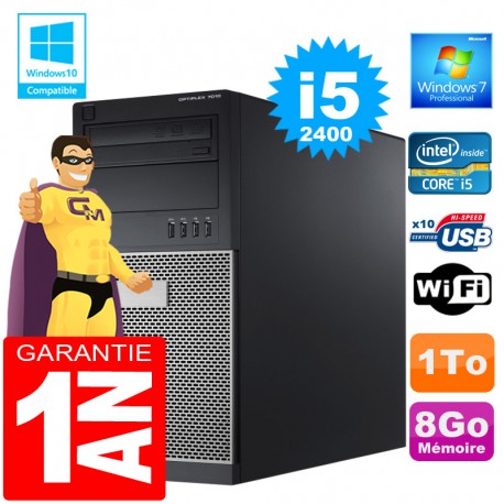 PC Tour DELL 7010 Core I5-2400 Ram 8Go Disque 1 To Graveur DVD Wifi W7