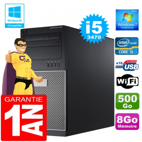 PC Tour DELL 7010 Core I5-3470 Ram 8Go Disque 500 Go Graveur DVD Wifi W7