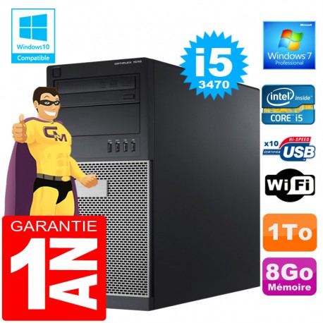 PC Tour DELL 7010 Core I5-3470 Ram 8Go Disque 1 To Graveur DVD Wifi W7