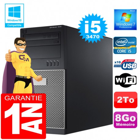 PC Tour DELL 7010 Core I5-3470 Ram 8Go Disque 2 To Graveur DVD Wifi W7