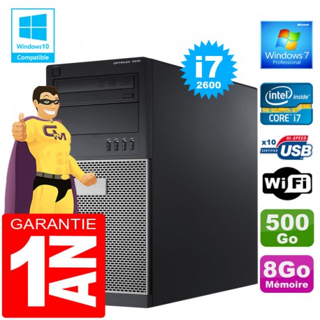 PC Tour DELL 7010 Core I7-2600 Ram 8Go Disque 500 Go Graveur DVD Wifi W7