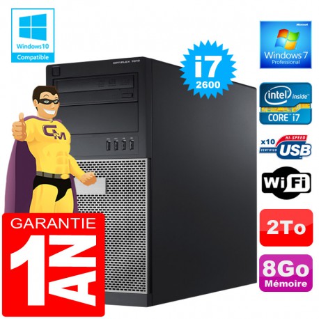 PC Tour DELL 7010 Core I7-2600 Ram 8Go Disque 2 To Graveur DVD Wifi W7