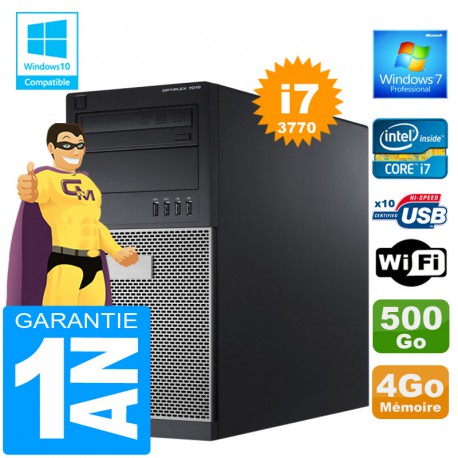 PC Tour DELL 7010 Core I7-3770 Ram 4Go Disque 500 Go Graveur DVD Wifi W7