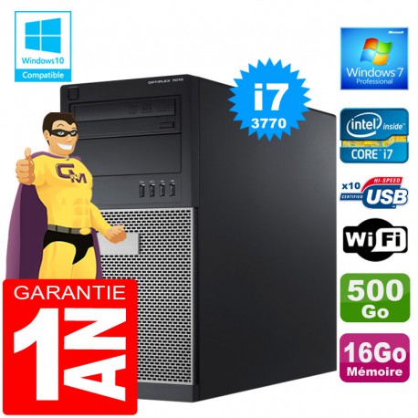 PC Tour DELL 7010 Core I7-3770 Ram 16Go Disque 500 Go Graveur DVD Wifi W7