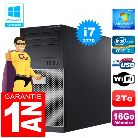 PC Tour DELL 7010 Core I7-3770 Ram 16Go Disque 2 To Graveur DVD Wifi W7