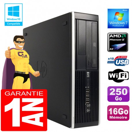 PC HP Compaq 6005 Pro SFF AMD Phenom II Ram 16Go Disque 250Go Graveur DVD Wifi W7