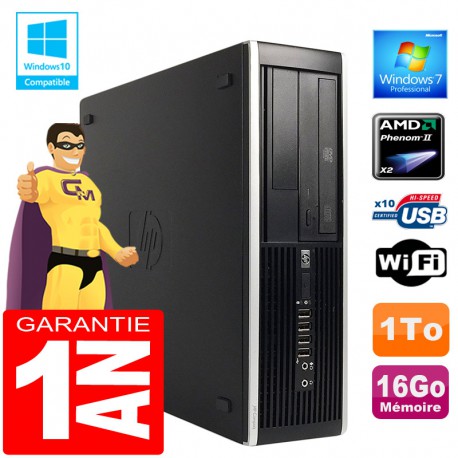 PC HP Compaq 6005 Pro SFF AMD Phenom II Ram 16Go Disque 1 To Graveur DVD Wifi W7