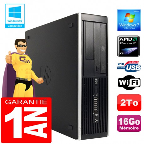 PC HP Compaq 6005 Pro SFF AMD Phenom II Ram 16Go Disque 2 To Graveur DVD Wifi W7