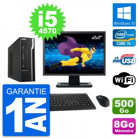 PC Acer X2632G SFF Ecran 22" Intel i5-4570 RAM 8Go Disque 500Go Windows 10 Wifi