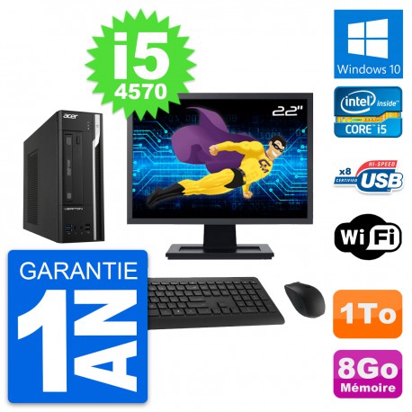 PC Acer X2632G SFF Ecran 22" Intel i5-4570 RAM 8Go Disque 1To Windows 10 Wifi