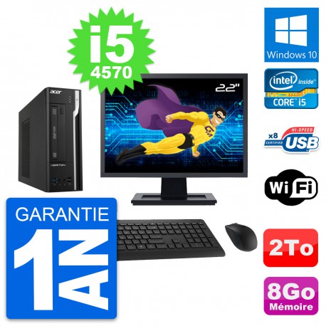 PC Acer X2632G SFF Ecran 22" Intel i5-4570 RAM 8Go Disque 2To Windows 10 Wifi