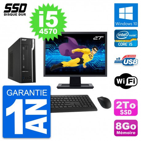 PC Acer X2632G SFF Ecran 27" Intel Core i5-4570 RAM 8Go SSD 2To Windows 10 Wifi