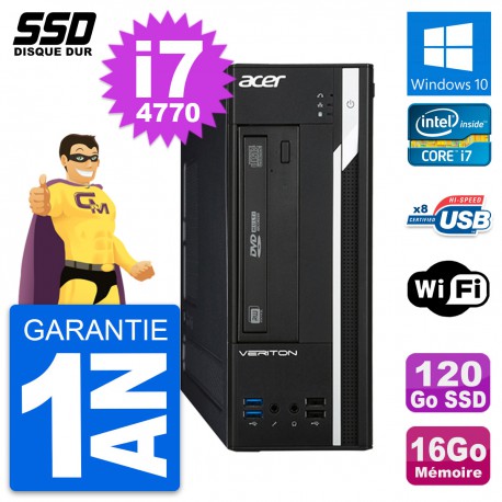 PC Acer Veriton X2632G SFF Intel Core i7-4770 RAM 16Go SSD 120Go Windows 10 Wifi