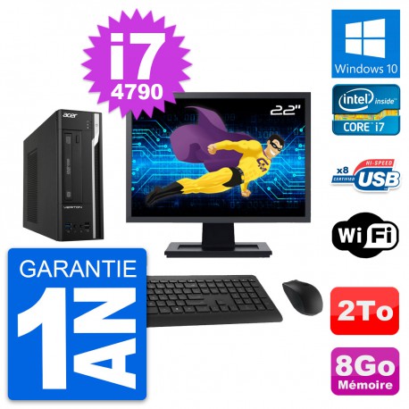 PC Acer X2632G SFF Ecran 22" Intel i7-4790 RAM 8Go Disque 2To Windows 10 Wifi