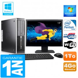 PC HP Compaq 6000 Pro SFF Intel E6300 Ram 4Go Disque 1 To Wifi W7 Ecran 19"