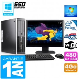 PC HP Compaq 6000 Pro SFF Intel E6300 Ram 4Go Disque 480 Go SSD Wifi Ecran 19"