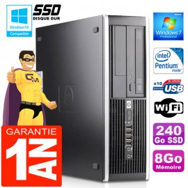 PC HP Compaq 6000 Pro SFF Intel E6300 Ram 8Go Disque 240Go SSD Graveur Wifi W7