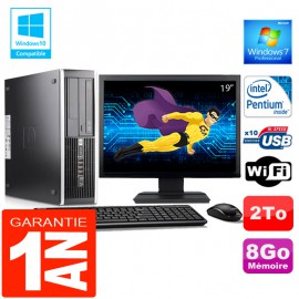 PC HP Compaq 6000 Pro SFF Intel E6300 Ram 8Go Disque 2 To Wifi W7 Ecran 19"