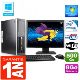 PC HP Compaq 6000 Pro SFF Intel E6300 Ram 8Go Disque 500 Go Wifi W7 Ecran 22"