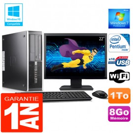 PC HP Compaq 6000 Pro SFF Intel E6300 Ram 8Go Disque 1 To Wifi W7 Ecran 22"