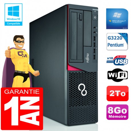PC Fujitsu Esprimo E720 E85+ SFF G3220 RAM 8Go Disque 2 To Wifi W7