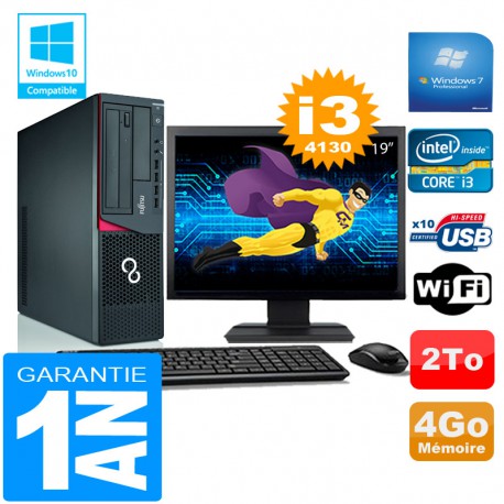 PC Fujitsu Esprimo E720 E85+ SFF I3-4130 RAM 4Go Disque 1 To Wifi W7 Ecran 19"