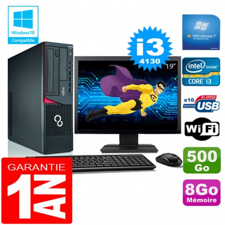 PC Fujitsu Esprimo E720 E85+ SFF I3-4130 RAM 8Go Disque 500 Go Wifi W7 Ecran 19"