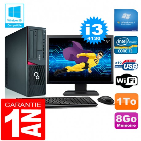 PC Fujitsu Esprimo E720 E85+ SFF I3-4130 RAM 8 Go Disque 1 To Wifi W7 Ecran 19"