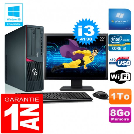 PC Fujitsu Esprimo E720 E85+ SFF Core I3-4130 8 Go Disque 1 To Wifi W7 Ecran 22"