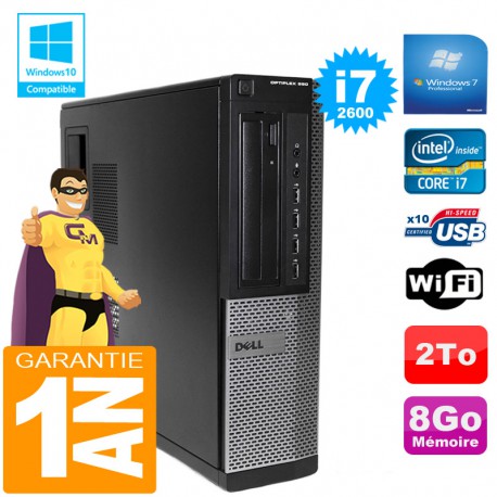 PC DELL Optiplex 990 DT Core I7-2600 Ram 8 Go Disque 2 To Graveur DVD Wifi W7