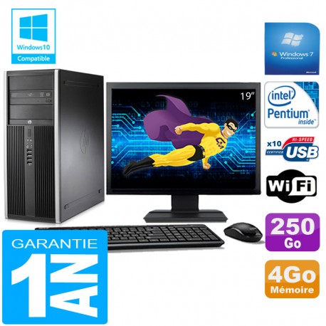 PC Tour HP Compaq 8200 Intel G630 Ram 4Go Disque 250 Go Wifi W7 Ecran 19"