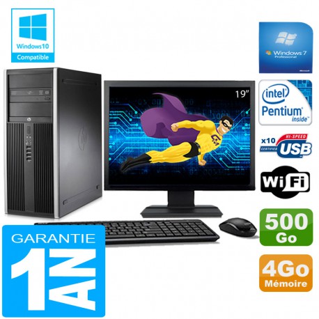 PC Tour HP Compaq 8200 Intel G630 Ram 4Go Disque 500 Go Wifi W7 Ecran 19"