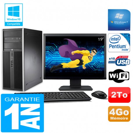 PC Tour HP Compaq 8200 Intel G630 Ram 4Go Disque 2 To Wifi W7 Ecran 19"