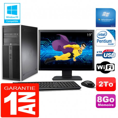 PC Tour HP Compaq 8200 Intel G630 Ram 8Go Disque 2 To Wifi W7 Ecran 19"