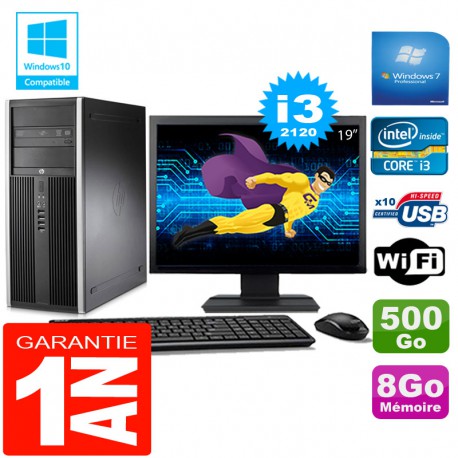 PC Tour HP Compaq 8200 Core I3-2120 Ram 8Go Disque 500 Go Wifi W7 Ecran 19"