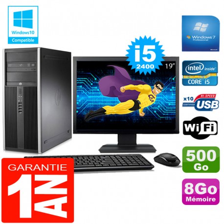 PC Tour HP Compaq 8200 Core I5-2400 Ram 8Go Disque 500 Go Wifi W7 Ecran 19"